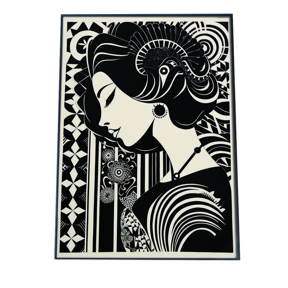 白黒 女性 アート イラスト 漫画 版画風 ポスター インテリア おしゃれ ファッション ポスター フォト オシャレ アート モダン ボヘミアン インダストリアル トラディショナル【lh-poster-2905】