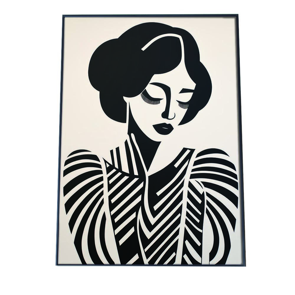白黒 女性 アート イラスト 漫画 版画風 ポスター インテリア おしゃれ ファッション ポスター フォト オシャレ アート モダン ボヘミアン インダストリアル トラディショナル【lh-poster-2912】