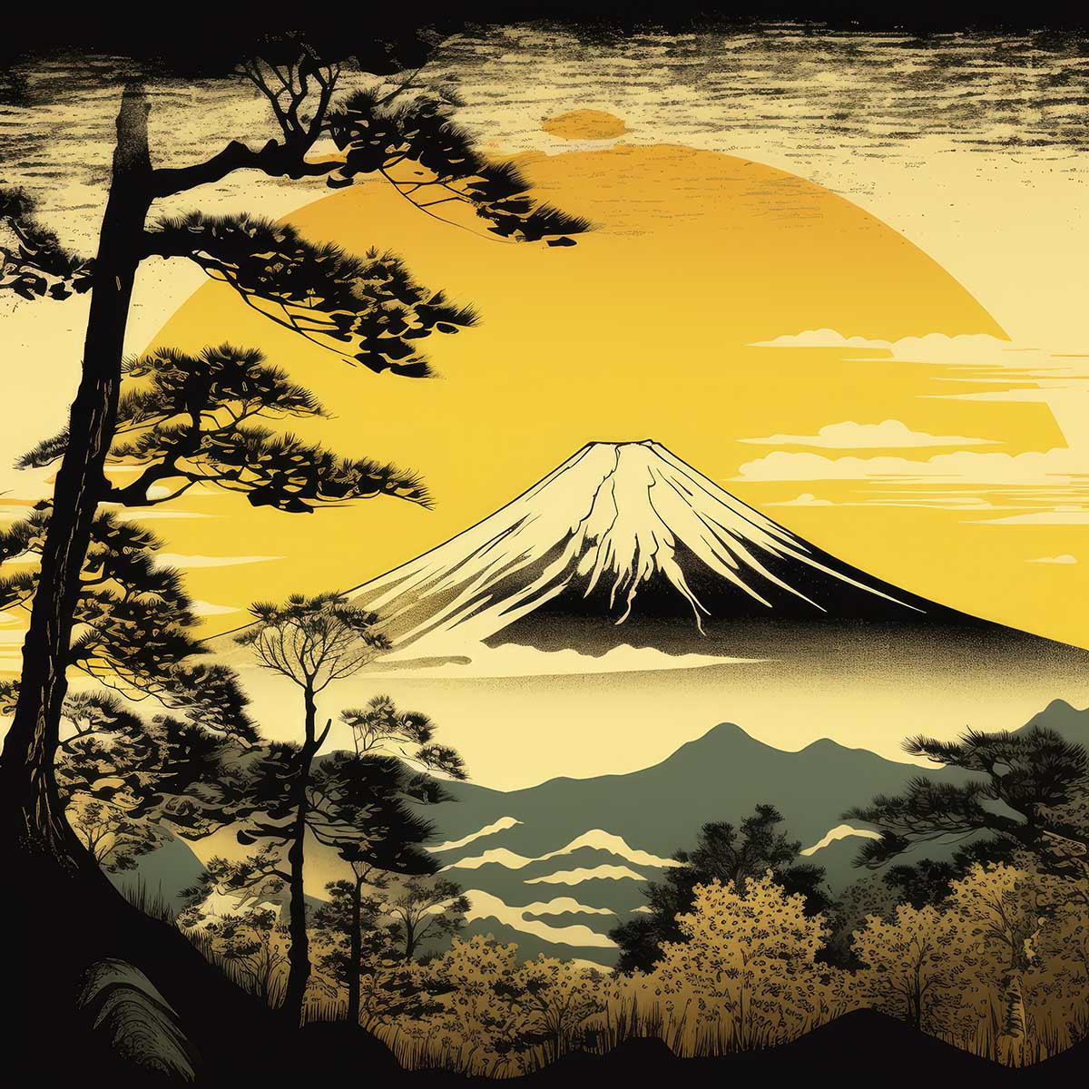 金の富士 金運 ゴールド 山 富士山 ご利益 運気 グッズ アイテム 開運 正方形ポスター 四角 デザイン ポスター スクエア 5センチ刻みでサイズ豊富 絵画【sq-poster-1071】(3.0)