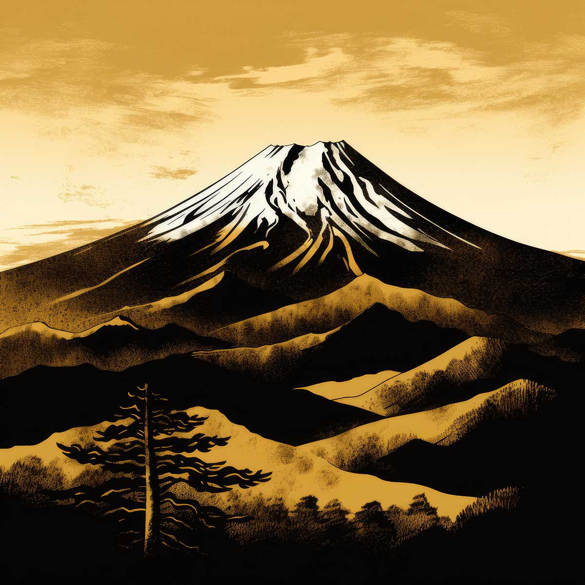 金の富士 金運 ゴールド 山 富士山 ご利益 運気 グッズ アイテム 開運 正方形ポスター 四角 デザイン ポスター スクエア 5センチ刻みでサイズ豊富 絵画【sq-poster-1136】