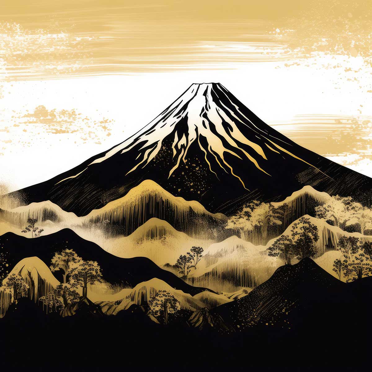 Rakuten - 金の富士 金運 ゴールド 山 富士山 ご利益 運気 グッズ アイテム 開運 正方形ポスター 四角 デザイン ポスター スクエア 5センチ刻みでサイズ豊富 絵画【sq-poster-1176】