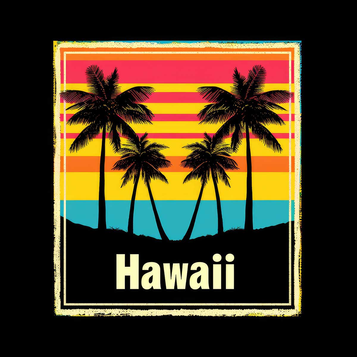 ハワイ ポスター 海 レトロ調 正方形ポスター リゾート 四角 サーフ ビーチ ヤシの木 アロハ ハイビスカス 海 デザイン ポスター スクエア 5センチ刻みでサイズ豊富 インテリア デザイン プリント 絵画 オフィス【sq-poster-1282】