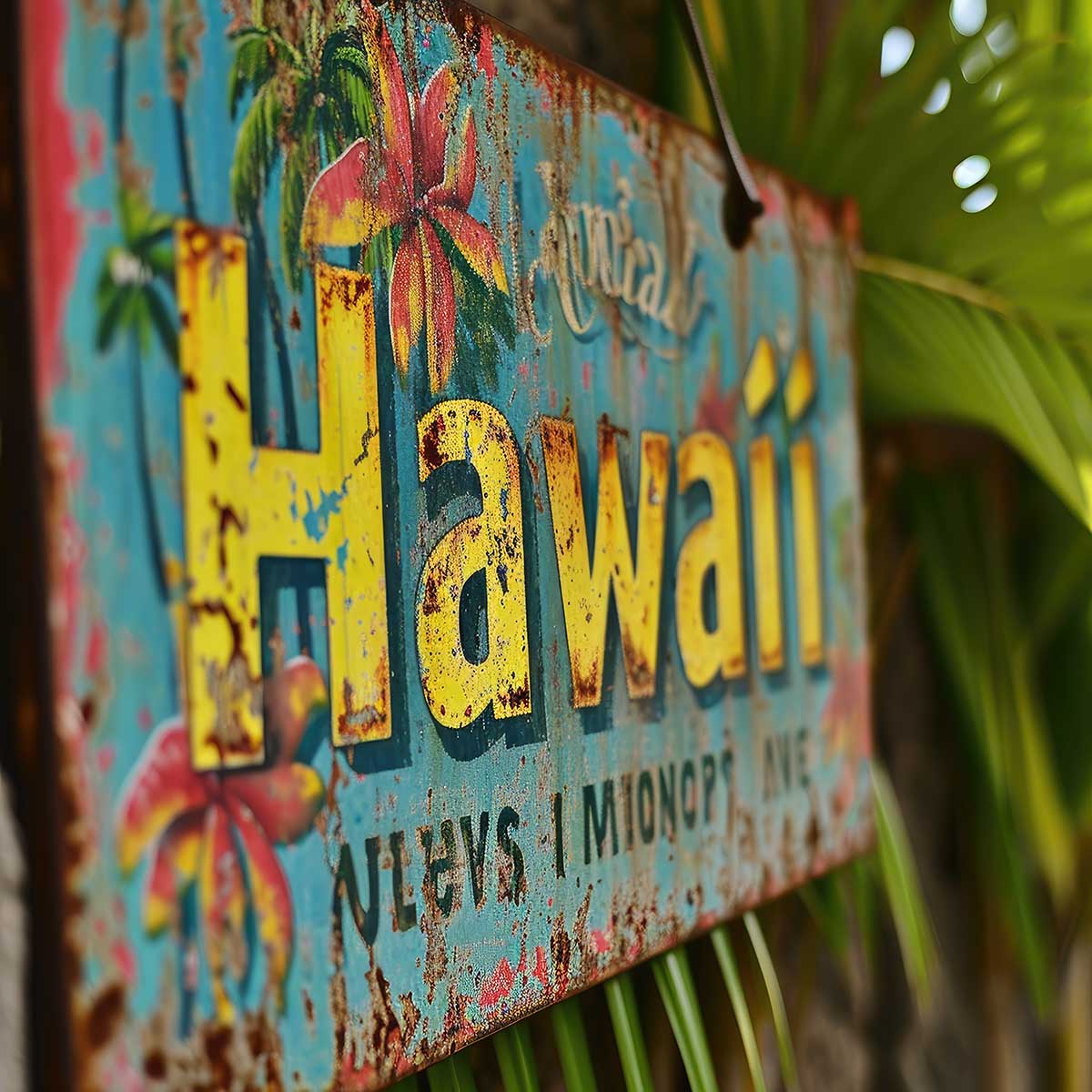 ハワイ ポスター 海 レトロ調 正方形ポスター リゾート 四角 サーフ ビーチ ヤシの木 アロハ ハイビスカス 海 デザイン ポスター スクエア 5センチ刻みでサイズ豊富 インテリア デザイン プリント 絵画 オフィス【sq-poster-1286】