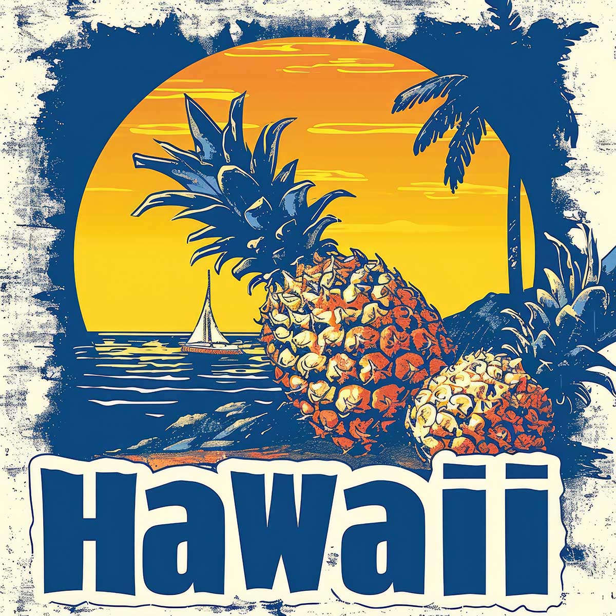 ハワイ ポスター 海 レトロ調 正方形ポスター リゾート 四角 サーフ ビーチ ヤシの木 アロハ ハイビスカス 海 デザイン ポスター スクエア 5センチ刻みでサイズ豊富 インテリア デザイン プリント 絵画 オフィス【sq-poster-1300】