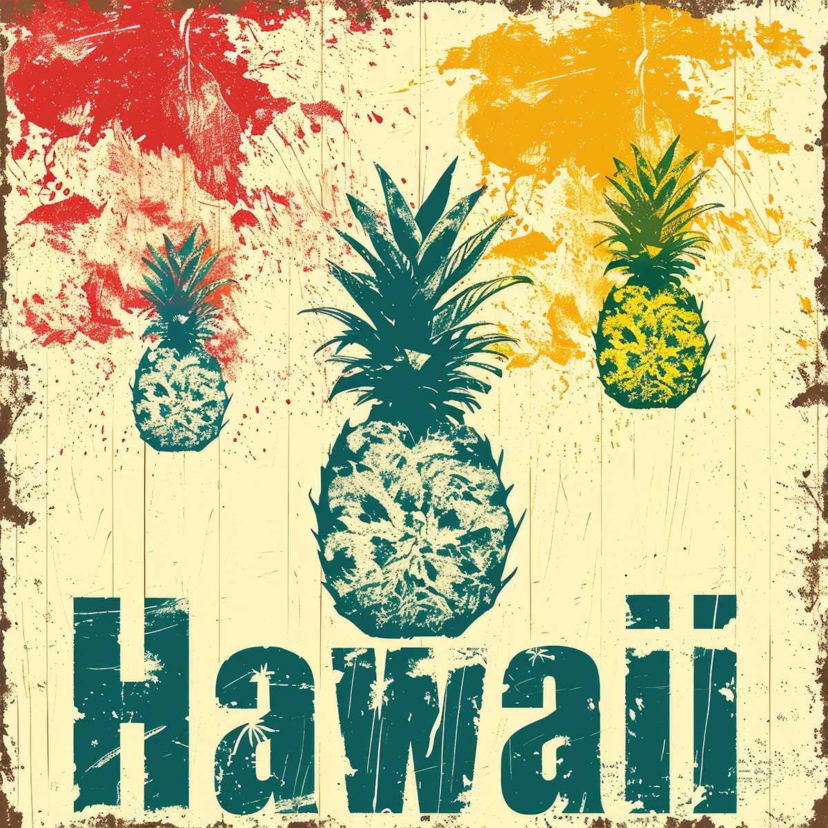 ハワイ ポスター 海 レトロ調 正方形ポスター リゾート 四角 サーフ ビーチ ヤシの木 アロハ ハイビスカス 海 デザイン ポスター スクエア 5センチ刻みでサイズ豊富 インテリア デザイン プリント 絵画 オフィス【sq-poster-1302】