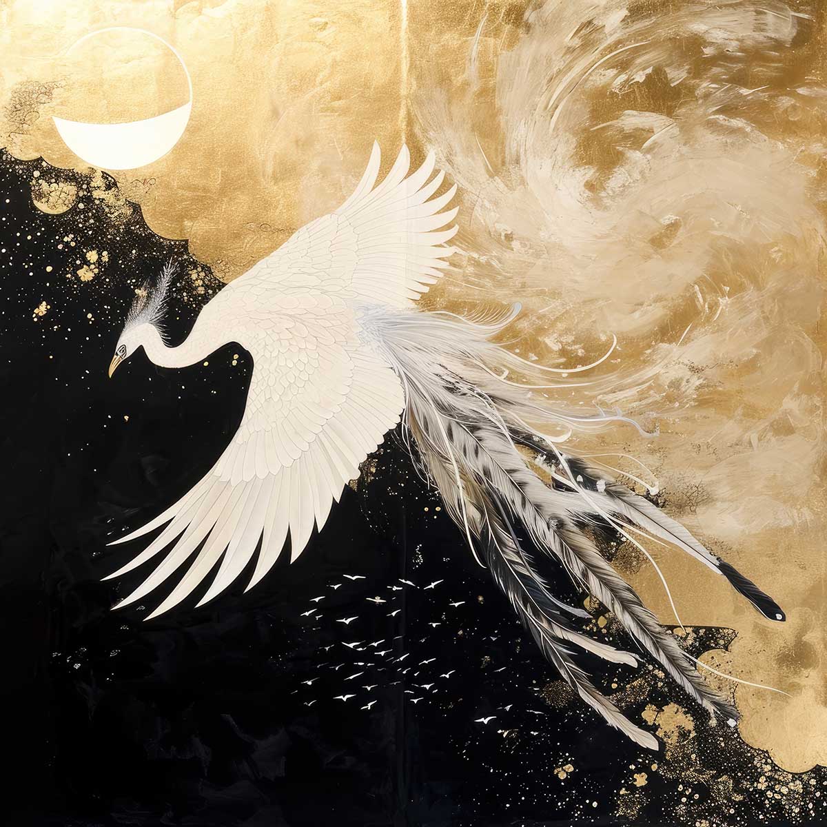 鳳凰 ほうおう フェニックス 開運 正方形ポスター 豪華 絵画風 掛け軸風 浮世絵 金運 開運 グッズ 魔除け 鬼門 風水 幸せ 幸福 金 ゴールド 福 四角 デザイン ポスター スクエア インテリア デザイン プリント お洒落 かっこいい【sq-poster-1353】