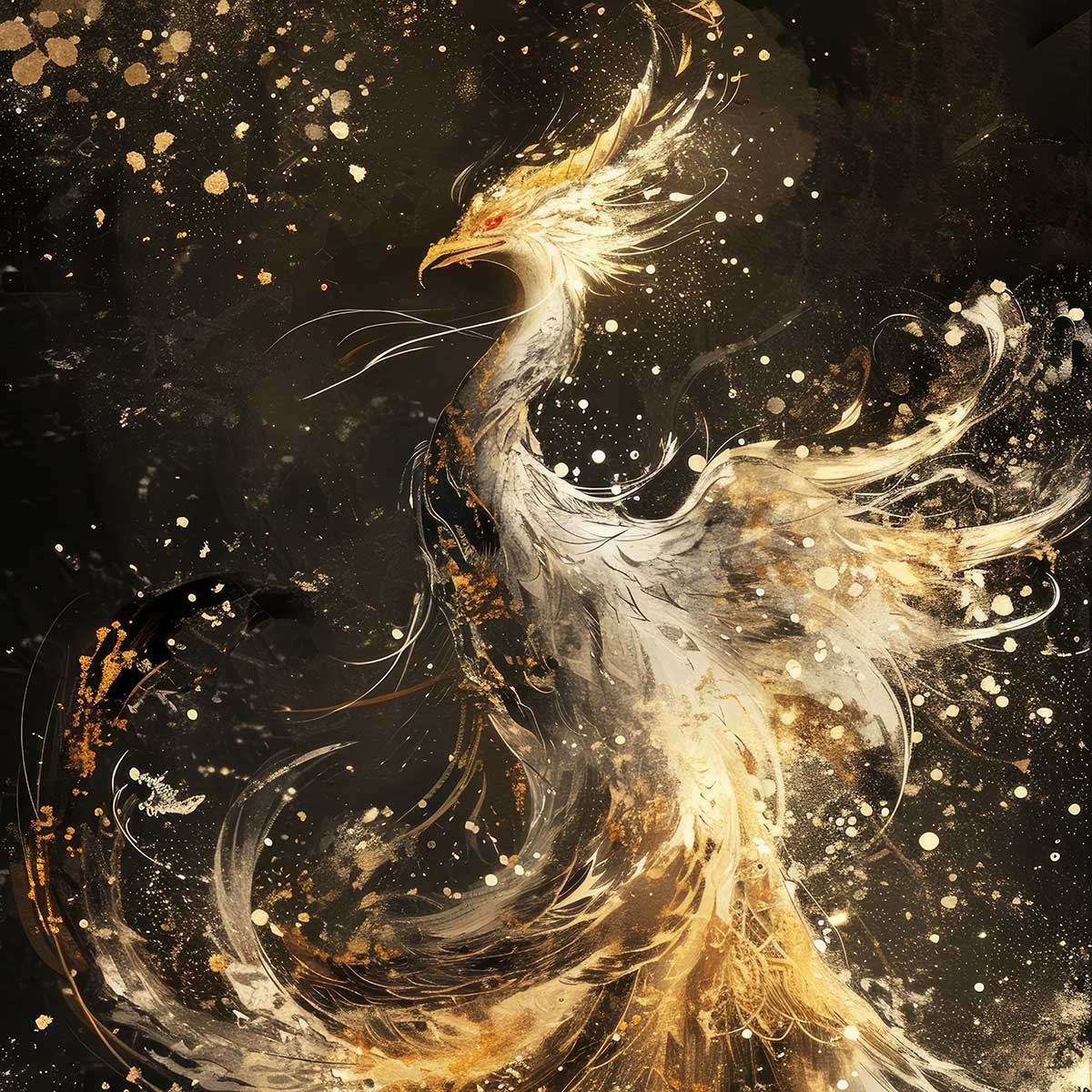 Rakuten - 鳳凰 ほうおう フェニックス 開運 正方形ポスター 豪華 絵画風 掛け軸風 浮世絵 金運 開運 グッズ 魔除け 鬼門 風水 幸せ 幸福 金 ゴールド 福 四角 デザイン ポスター スクエア インテリア デザイン プリント お洒落 かっこいい【sq-poster-1400】