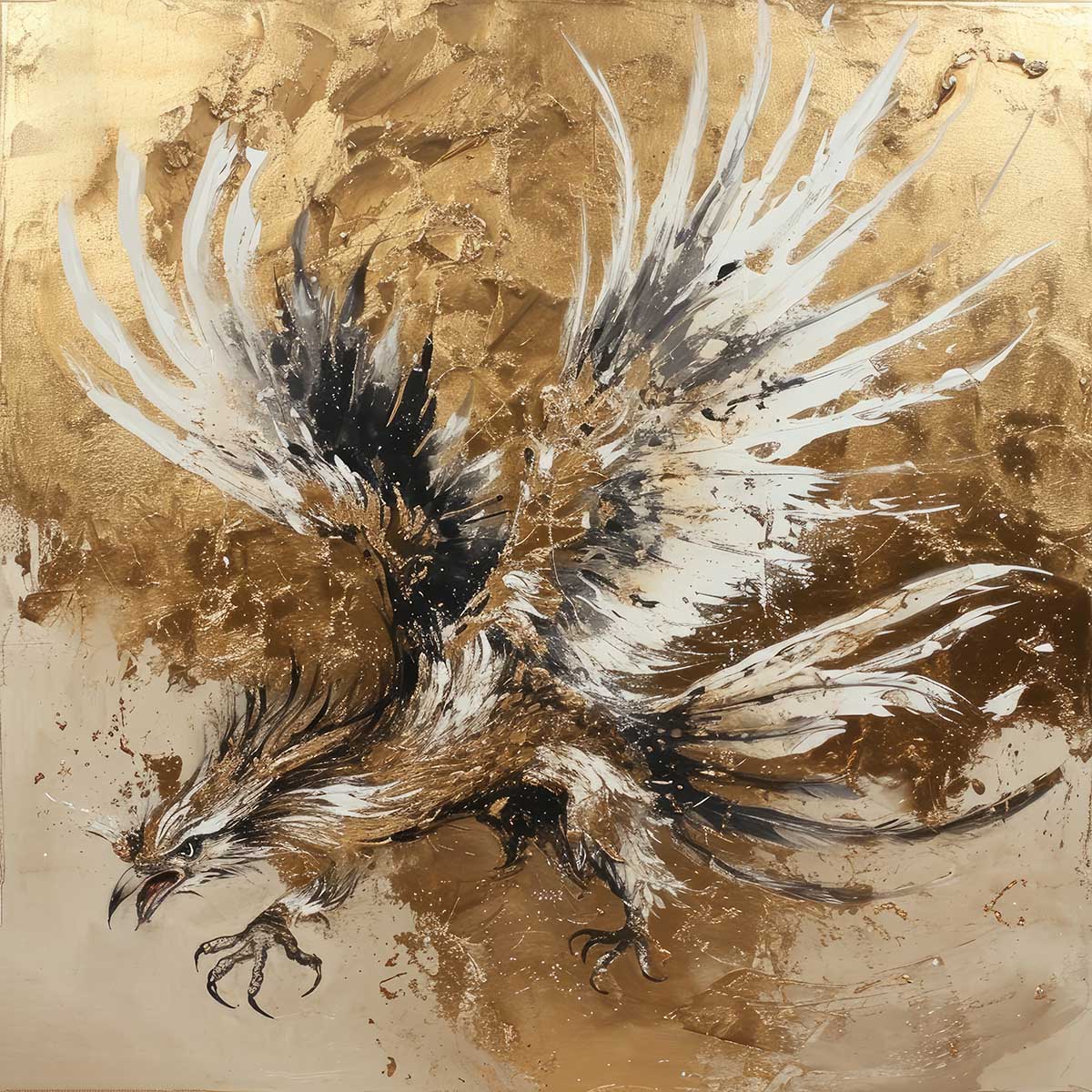 Rakuten - 鳳凰 ほうおう フェニックス 開運 正方形ポスター 豪華 絵画風 掛け軸風 浮世絵 金運 開運 グッズ 魔除け 鬼門 風水 幸せ 幸福 金 ゴールド 福 四角 デザイン ポスター スクエア インテリア デザイン プリント お洒落 かっこいい【sq-poster-1409】