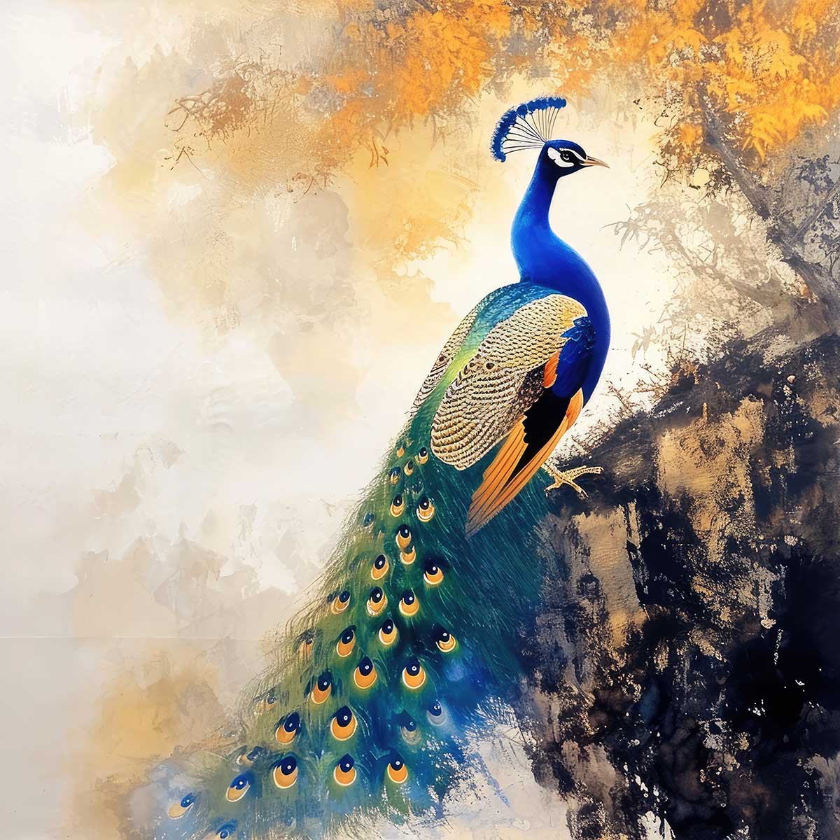 縁起物 孔雀 クジャク 正方形ポスター 豪華 絵画風 掛け軸風 浮世絵 金運 開運 グッズ 魔除け 鬼門 風水 幸せ 幸福 金 ゴールド 福 四角 デザイン ポスター スクエア インテリア デザイン プリント お洒落 かっこいい【sq-poster-1472】 interiorposter-10037157 ファッションポスターEFPI パッケージ画像