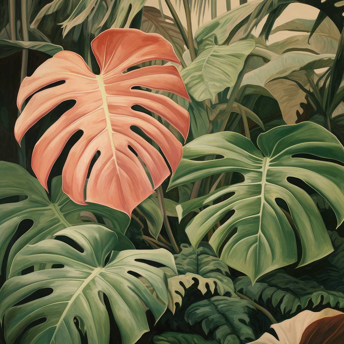 モンステラ 正方形ポスター 植物 ジャングル グリーン ウォール 壁掛け 草 風水 金運 葉っぱ 自然 景色四角 デザイン ポスター スクエア 5センチ刻みでサイズ豊富 インテリア デザイン プリント 絵画 オフィス 住宅 店舗 お洒落 かっこいい【sq-poster-367】