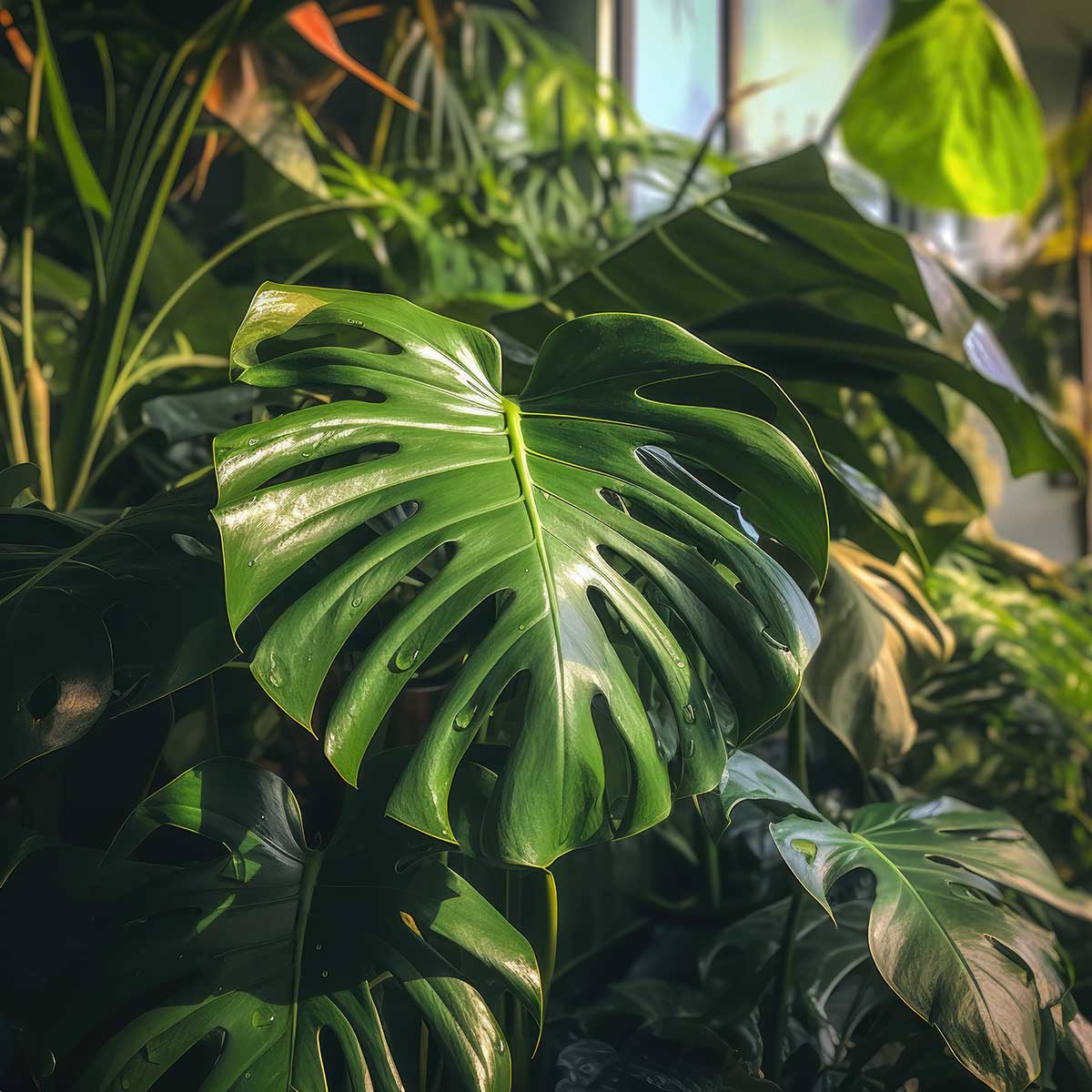 モンステラ 正方形ポスター 植物 ジャングル グリーン ウォール 壁掛け 草 風水 金運 葉っぱ 自然 景色四角 デザイン ポスター スクエア 5センチ刻みでサイズ豊富 インテリア デザイン プリント 絵画 オフィス 住宅 店舗 お洒落 かっこいい【sq-poster-386】