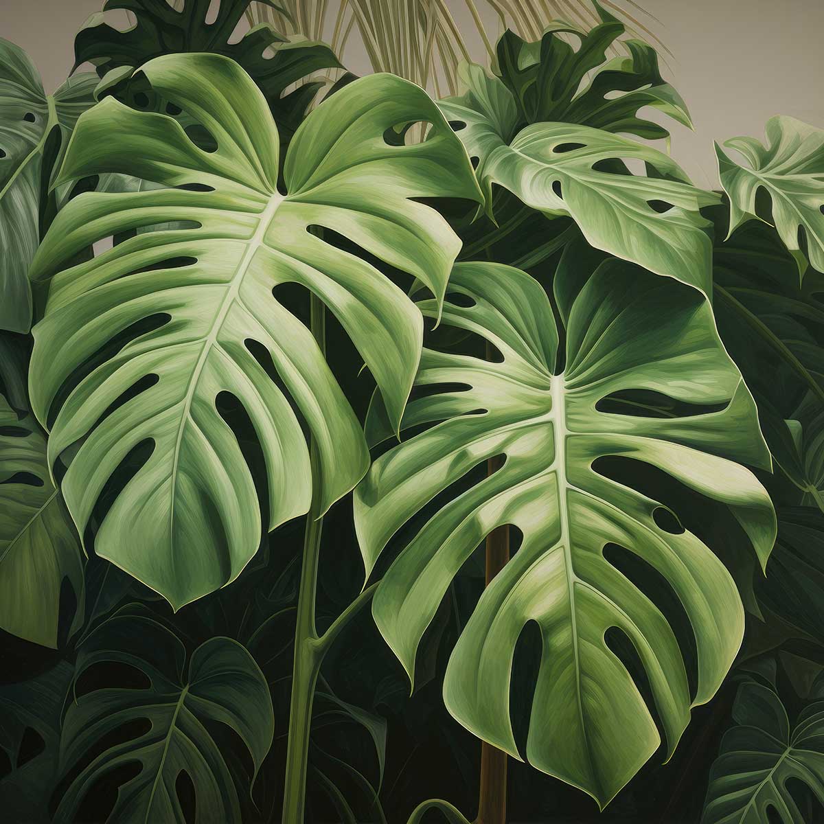 モンステラ 正方形ポスター 植物 ジャングル グリーン ウォール 壁掛け 草 風水 金運 葉っぱ 自然 景色四角 デザイン ポスター スクエア 5センチ刻みでサイズ豊富 インテリア デザイン プリント 絵画 オフィス 住宅 店舗 お洒落 かっこいい【sq-poster-397】