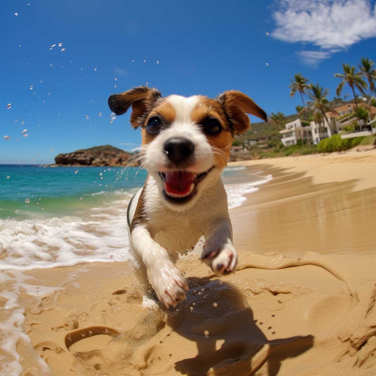 Rakuten - ボーダー・コリー 犬 ドッグ 動物 波 サーフ ビーチ 走る ペット 夏 正方形ポスター 四角 デザイン ポスター スクエア 5センチ刻みでサイズ豊富 インテリア デザイン プリント 絵画 オフィス 住宅 店舗 お洒落 かっこいい【sq-poster-639】