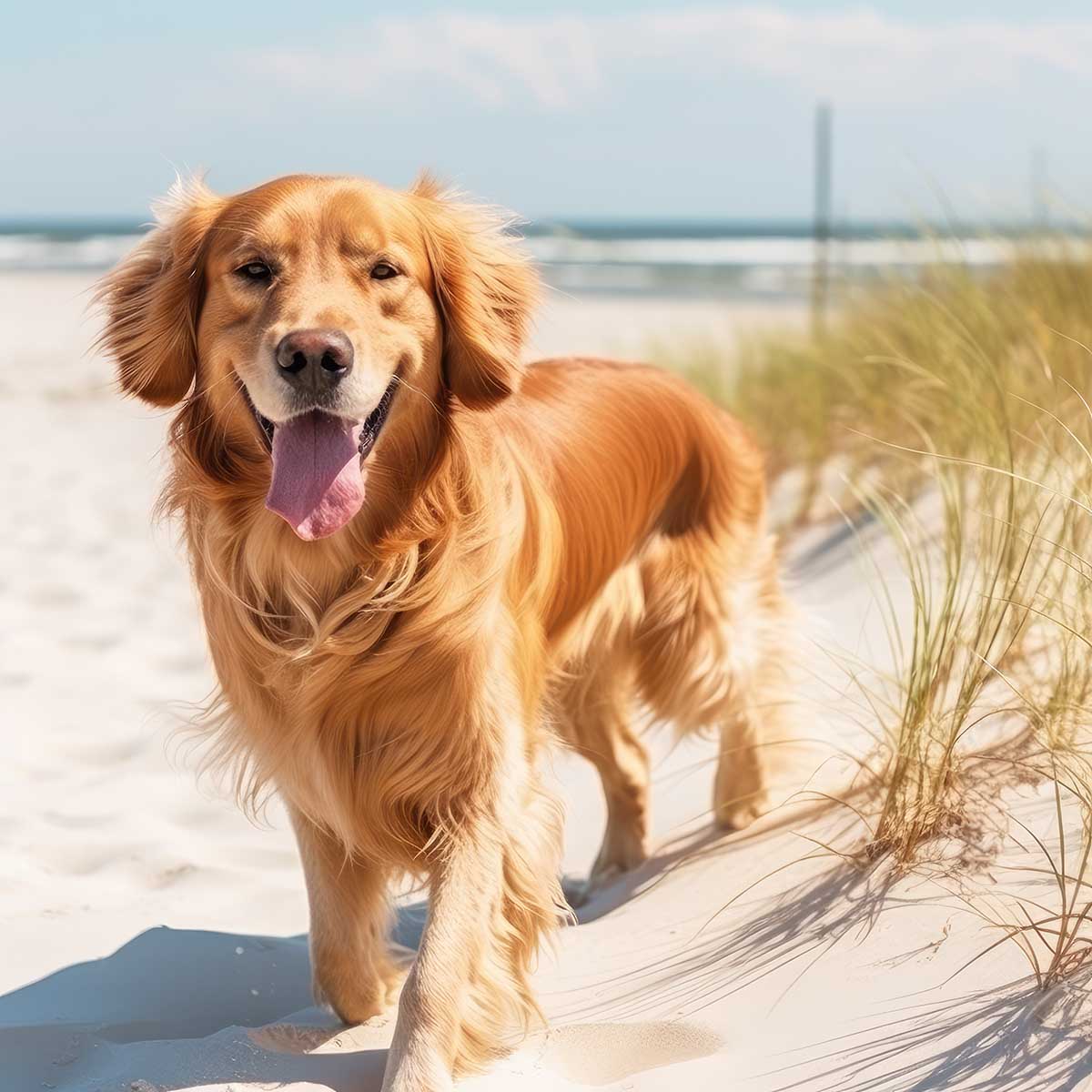 ゴールデンレトリバー 犬 ドッグ 動物 波 サーフ ビーチ 走る ペット 夏 正方形ポスター 四角 デザイン ポスター スクエア 5センチ刻みでサイズ豊富 インテリア デザイン プリント 絵画 オフィ…