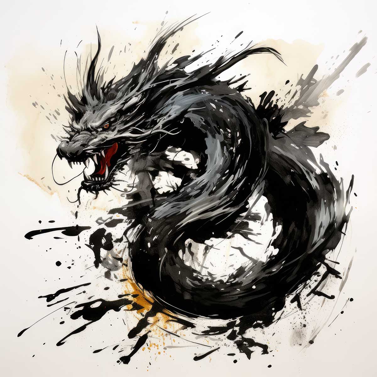 ドラゴン 辰年 龍 画 竜 竜神 正方形ポスター 干支 2024 縁起物 グッズ アイテム 竜神様 神龍 金運 幸福 四角 デザイン ポスター スクエア 5センチ刻みでサイズ豊富 インテリア デザイン プリント 絵画 オフィス 住宅 店舗 お洒落 かっこいい【sq-poster-720】