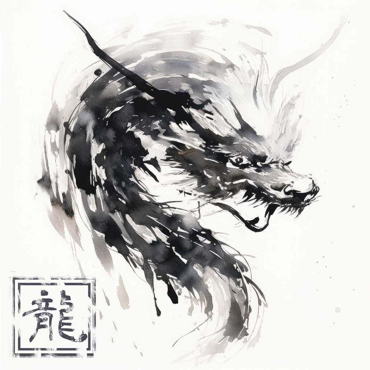 ドラゴン 辰年 龍 画 竜 竜神 正方形ポスター 干支 2024 縁起物 グッズ アイテム 竜神様 神龍 金運 幸福 四角 デザイン ポスター スクエア 5センチ刻みでサイズ豊富 インテリア デザイン プリント 絵画 オフィス 住宅 店舗 お洒落 かっこいい【sq-poster-783】