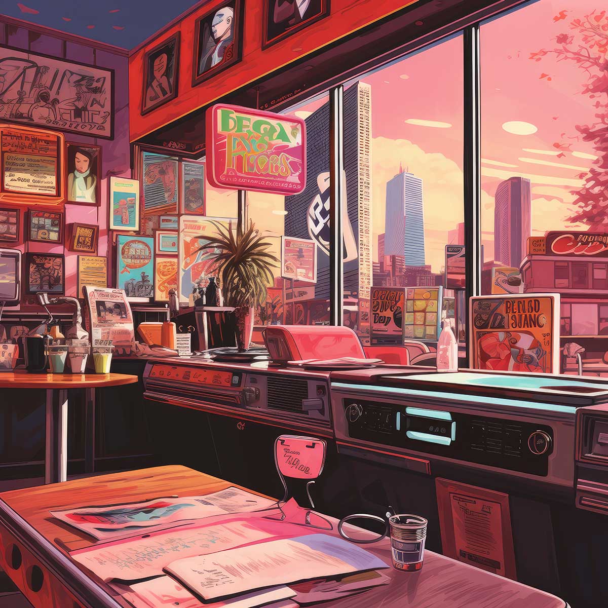 アメリカン レトロ ポスター ヴィンテージ レトロアート ミッドセンチュリーモダン ポップアート ノスタルジックアート ダイナー オールドハリウッド 1970 1980 デザイン スクエア インテリア デザイン プリント 絵画 お洒落 かっこいい【sq-poster-959】