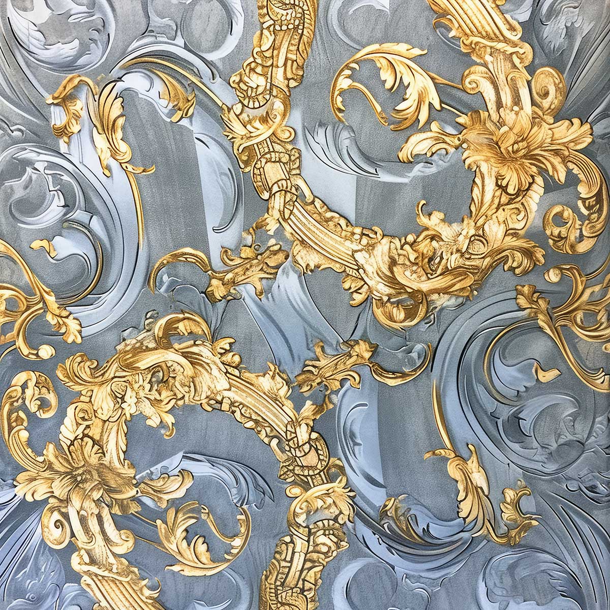 金 ゴシックチェーン ヨーロッパ バロック ゴールド 鎖 派手 正方形ポスター 四角 デザイン ポス ...