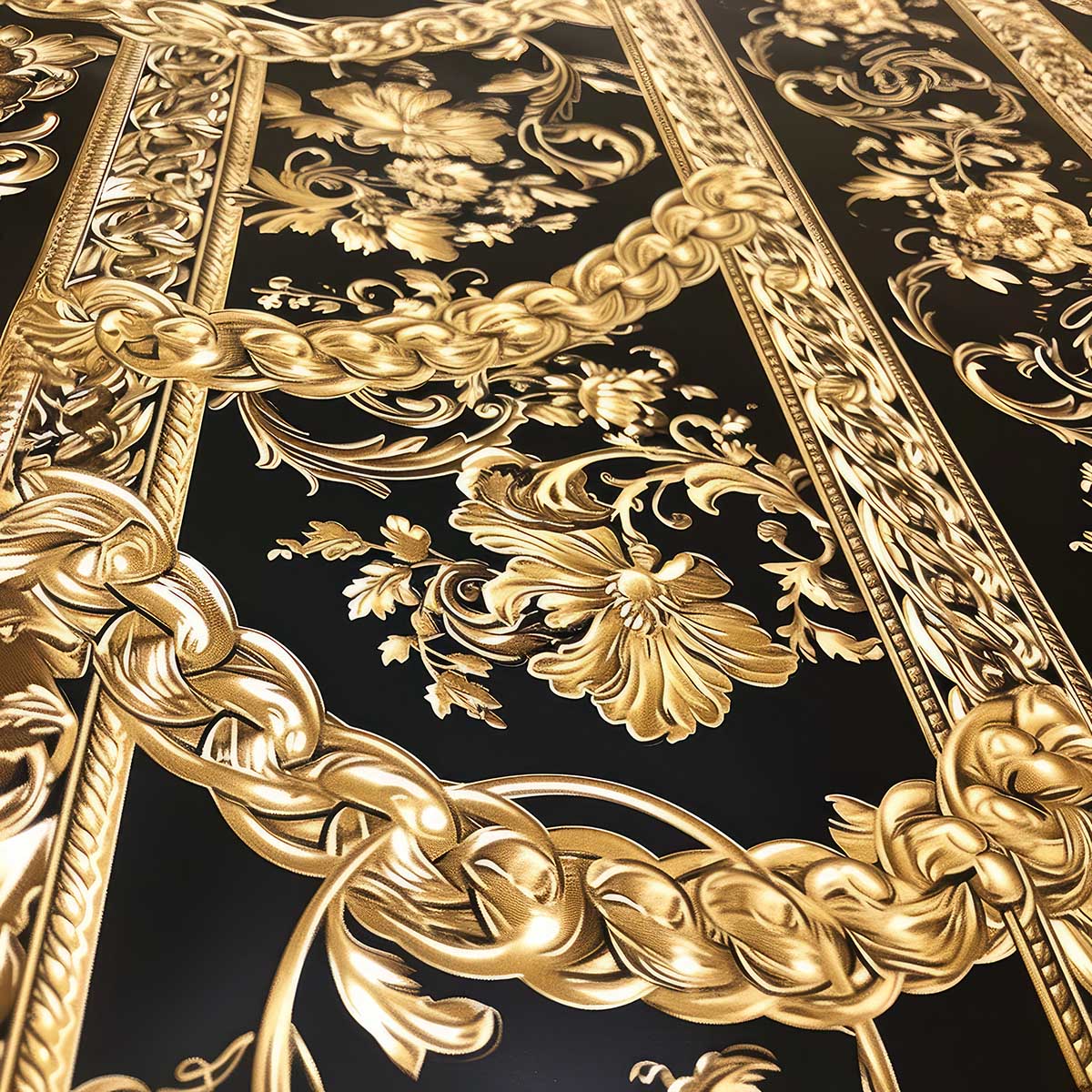 金 ゴシックチェーン ヨーロッパ バロック ゴールド 鎖 派手 正方形ポスター 四角 デザイン ポス ...