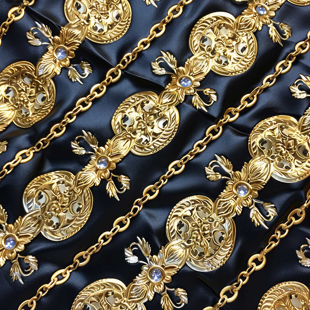 金 ゴシックチェーン ヨーロッパ バロック ゴールド 鎖 派手 正方形ポスター 四角 デザイン ポス ...