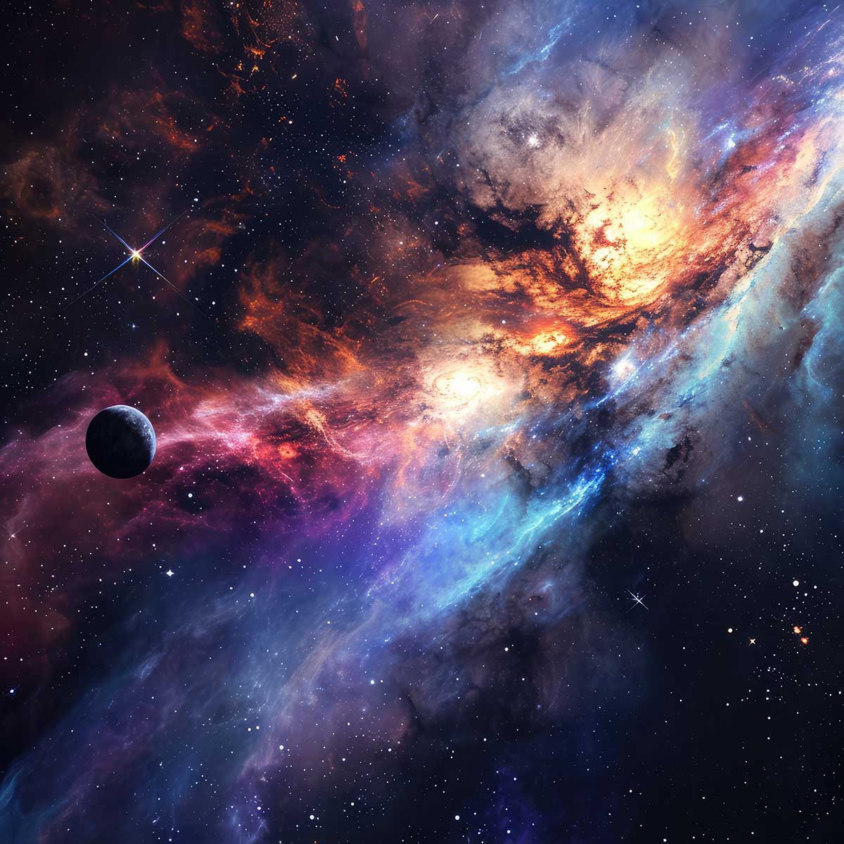 宇宙 コスモ 星 天体 スペース 正方形ポスター 四角 デザイン ポスター スクエア インテリア デザイン プリント 絵画 オフィス 教材 地球 惑星 銀河 衛星 学校