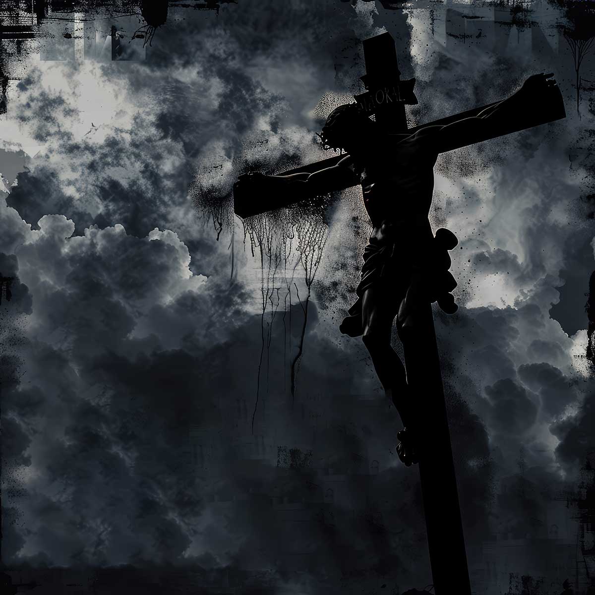 十字架 クロス ドクロ ゴシック バロック ダーク 教会アート ロック 正方形ポスター 四角 デザイン ポ..