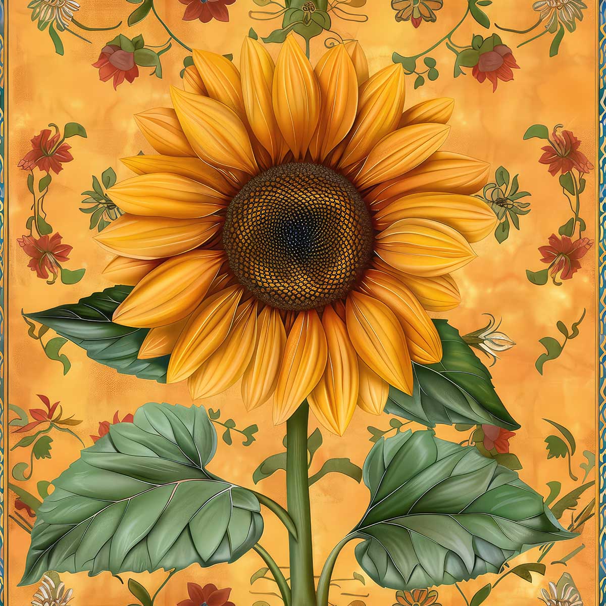 ひまわり 向日葵 植物 グリーン 花 果物 フルーツ プランツ フラワー 自然 正方形ポスター 四角 デザイン ポスター スクエア 5センチ刻みでサイズ豊富 インテリア デザイン プリント 店舗 お洒落 【sq-poster-2377】