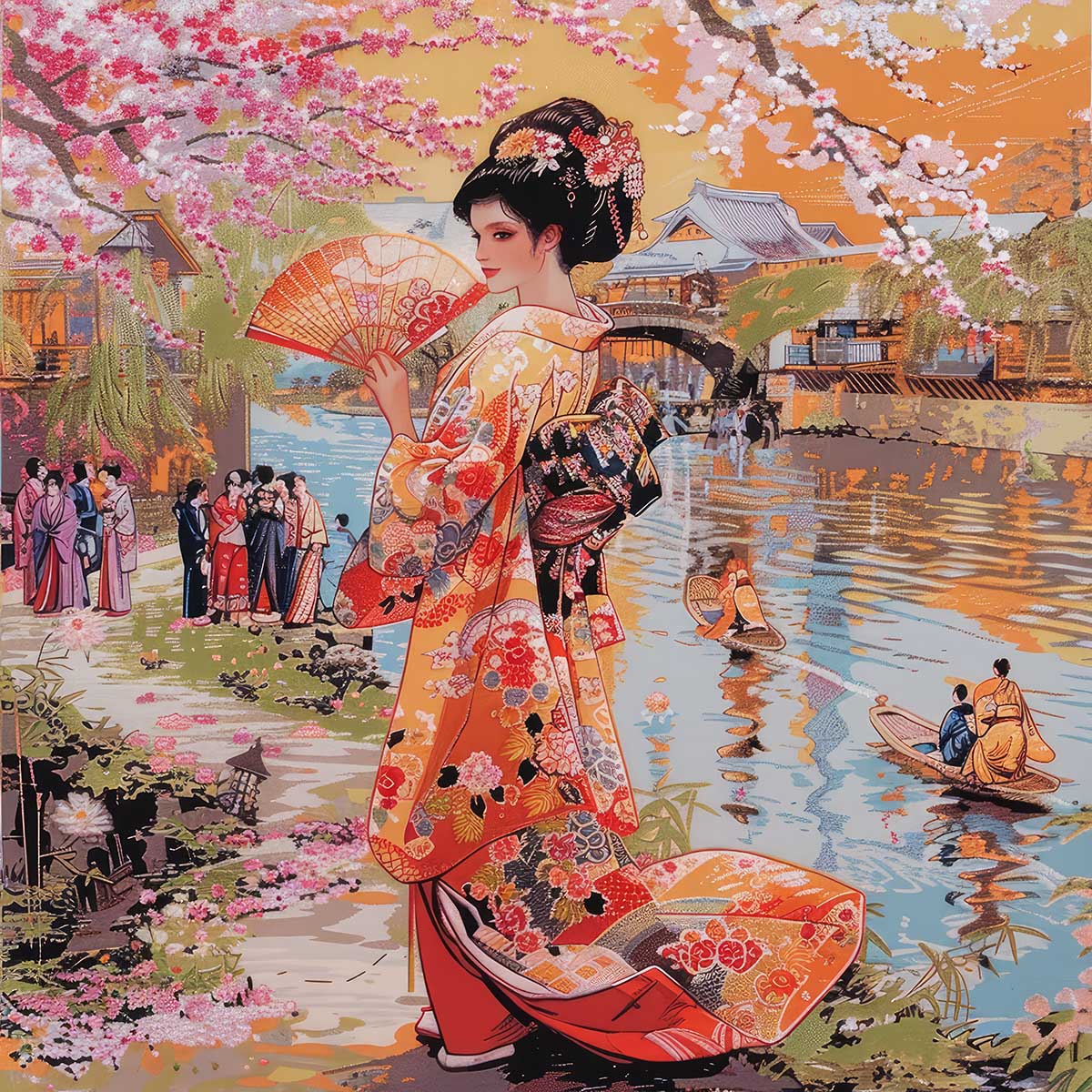 令和の浮世絵 和風 絵画 正方形ポスター 四角 版画 江戸 掛け軸 舞子 着物 女性 デザイン ポスター スクエア インテリア オフィス 住宅 店舗 お洒落 かっこいい【sq-poster-2728】