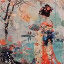 令和の浮世絵 和風 絵画 正方形ポスター 四角 版画 江戸 掛け軸 舞子 着物 女性 デザイン ポスター スクエア インテリア オフィス 住宅 店舗 お洒落 かっこいい【sq-poster-2823】(3)