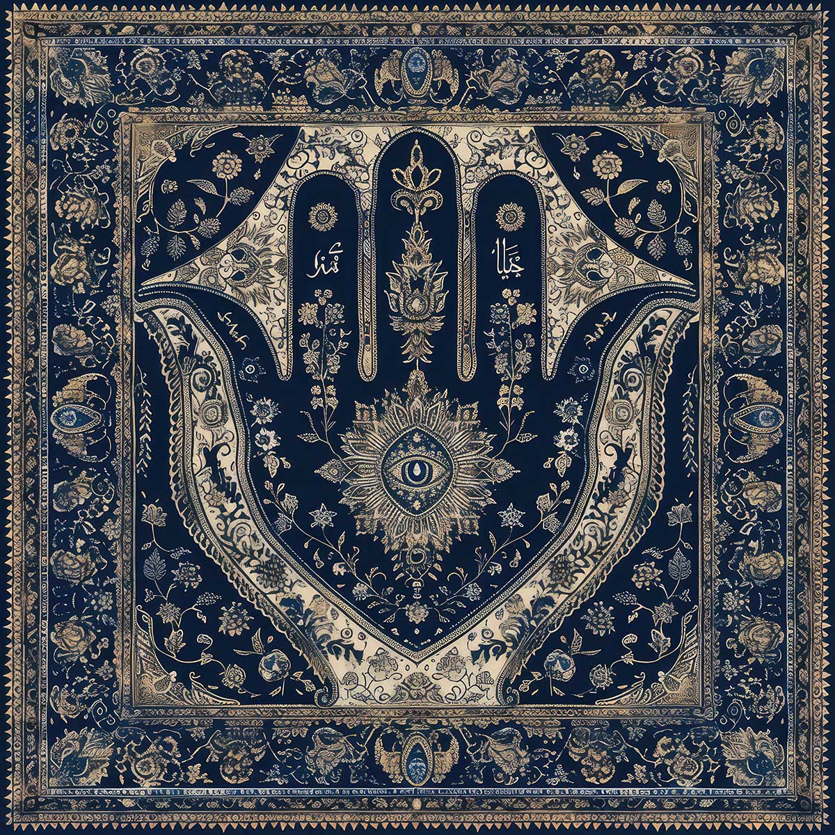 ハムサ ハムザ プロテクション アートポスター シンボル 幸運 守護 目 手 正方形ポスター 四角 デザイン ポスター スクエア インテリア デザイン プリント 絵画 オフィス 住宅 店舗 お洒落 かっこいい【sq-poster-2844】