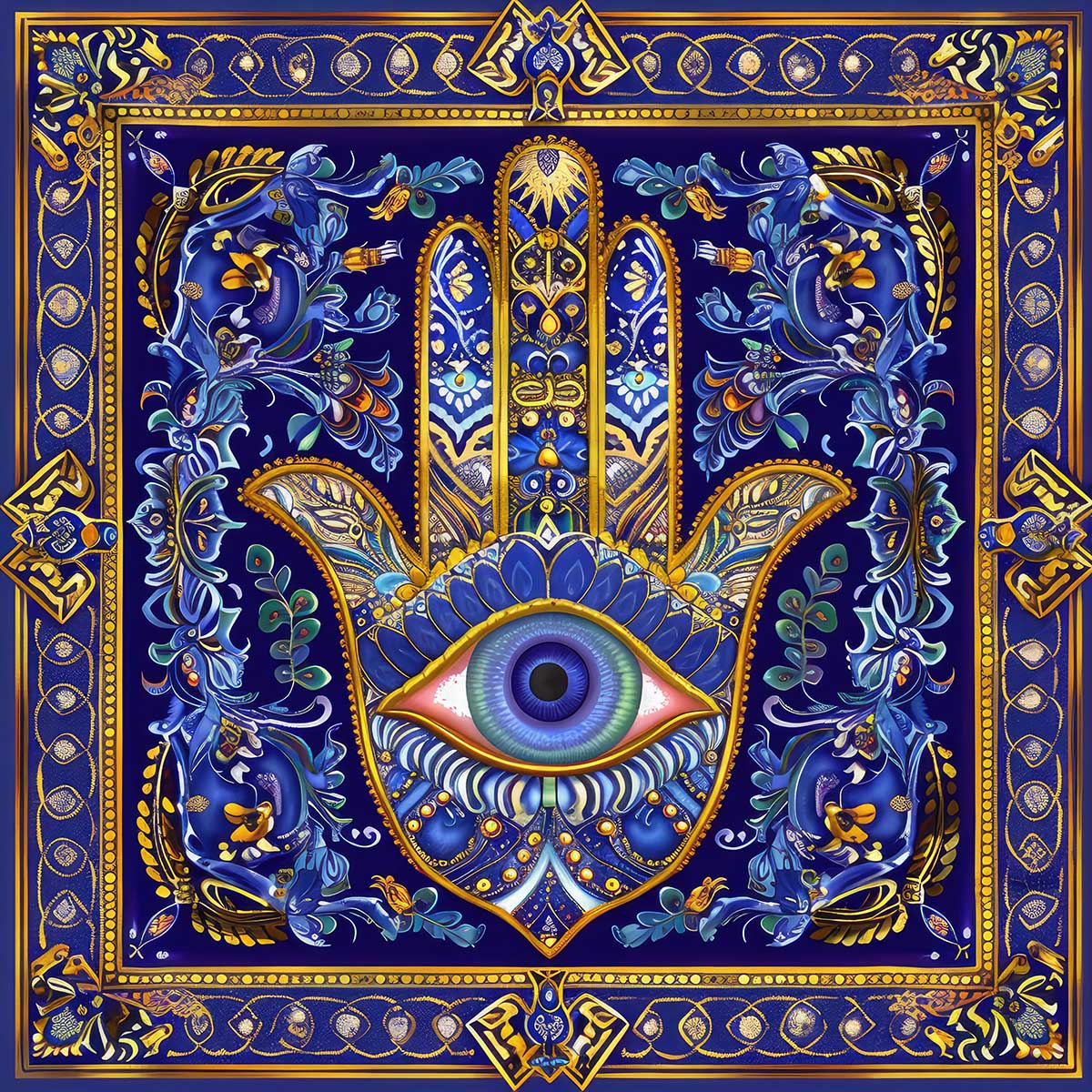 ハムサ ハムザ プロテクション アートポスター シンボル 幸運 守護 目 手 正方形ポスター 四角 デザイン ポスター スクエア インテリア デザイン プリント 絵画 オフィス 住宅 店舗 お洒落 かっこいい【sq-poster-2852】