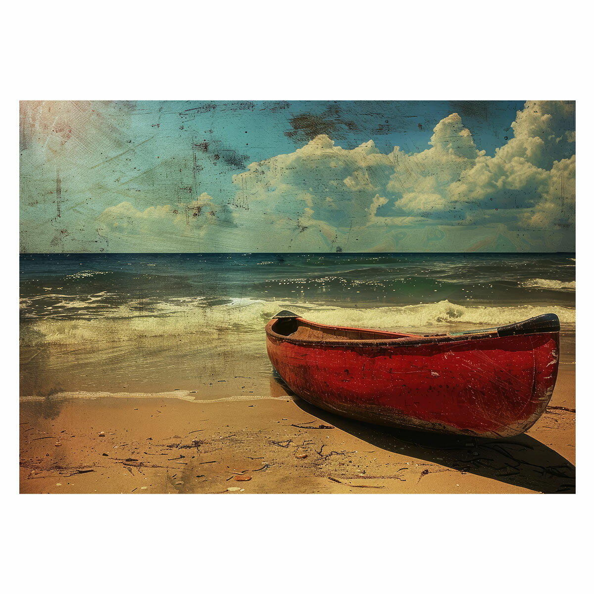 エモ ノスタルジック カヌー ボート 船 海系 サーフ ポスター 用紙とサイズが選べる 波 ビーチ 海岸 オ..
