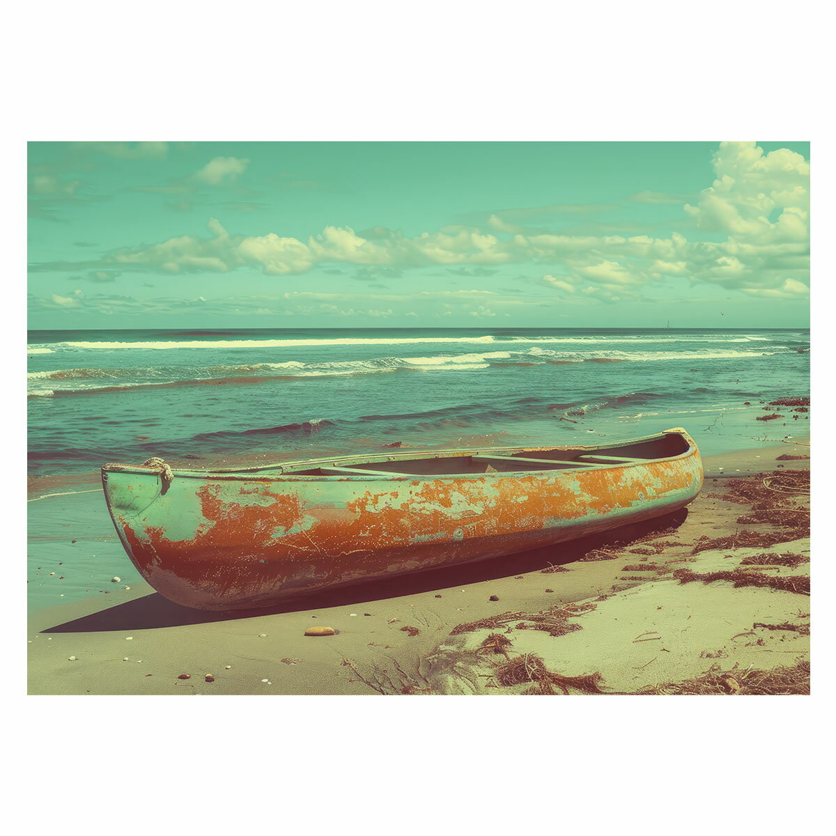 エモ ノスタルジック カヌー ボート 船 海系 サーフ ポスター 用紙とサイズが選べる 波 ビーチ 海岸 オ..