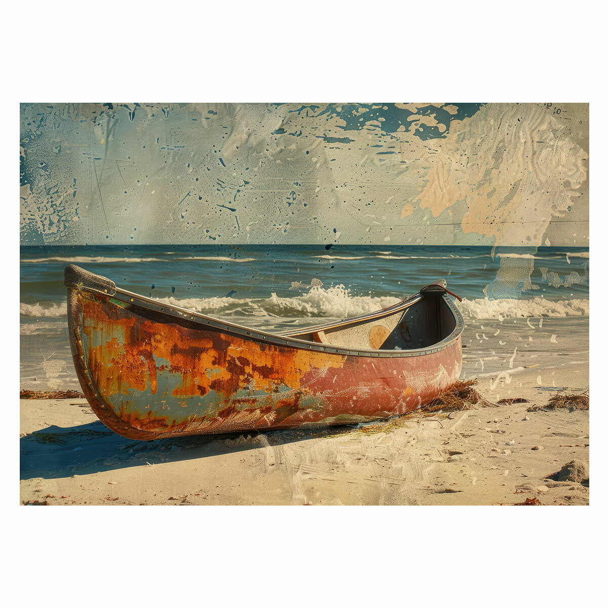 エモ ノスタルジック カヌー ボート 船 海系 サーフ ポスター 用紙とサイズが選べる 波 ビーチ 海岸 オ..