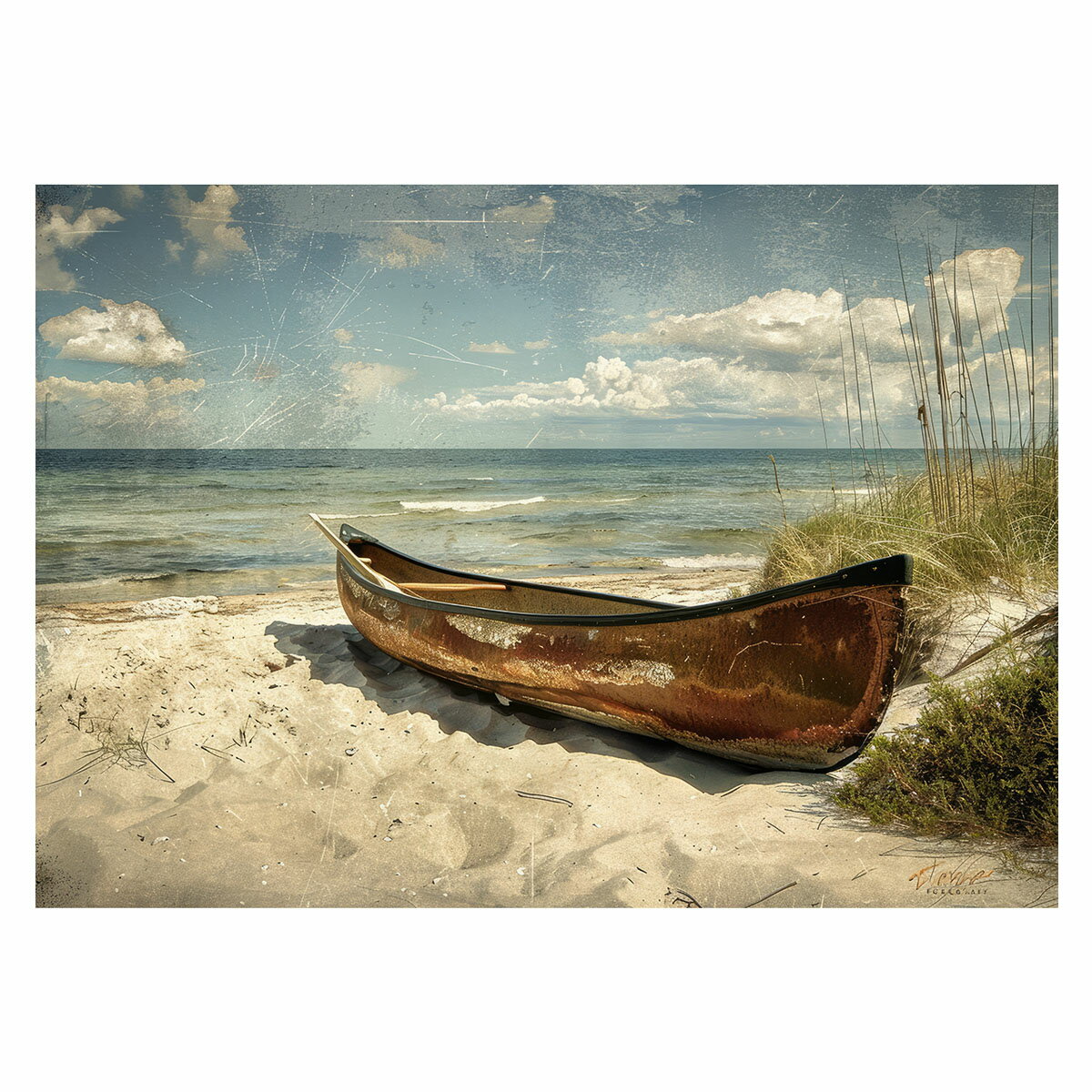 エモ ノスタルジック カヌー ボート 船 海系 サーフ ポスター 用紙とサイズが選べる 波 ビーチ 海岸 オ..