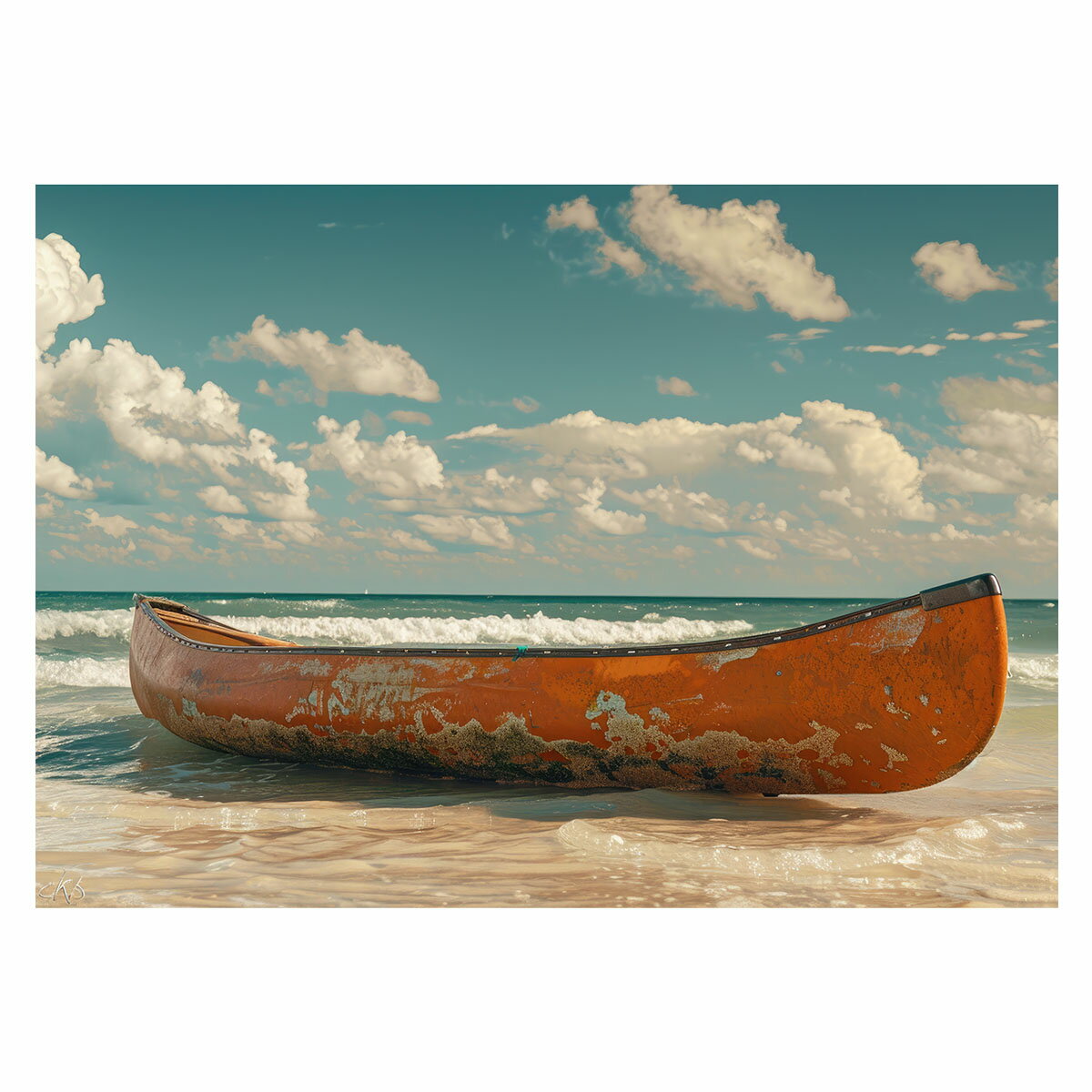 エモ ノスタルジック カヌー ボート 船 海系 サーフ ポスター 用紙とサイズが選べる 波 ビーチ 海岸 オ..