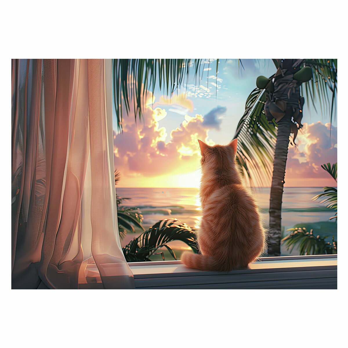 【人気商品】猫 動物 アートパネル 100cm × 100cm XLサイズ 日本 Fairy Cotton / サイケなネコのパネル カラフル 59.5*110