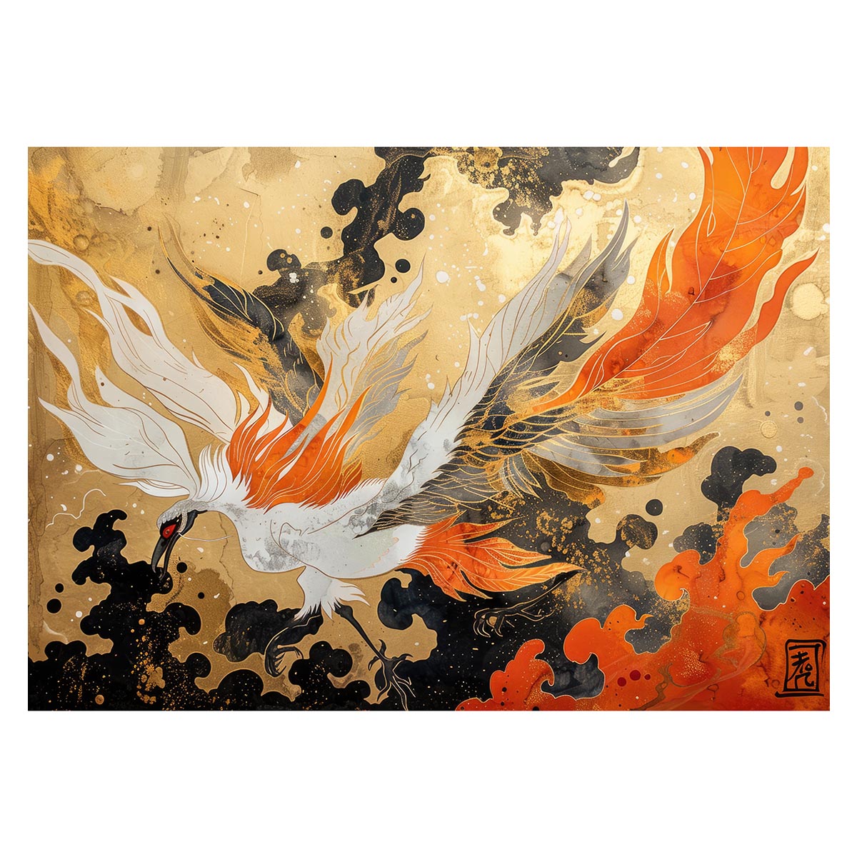 鳳凰 ほうおう 神鳥 縁起物 ポスター 用紙とサイズが選べる 開運 金運 風水 絵画 レトロ 和風 伝説 インテリア おしゃれ プリントポスター フォト オシャレ アート モダン シンプル お洒落 a0 a1 a2 a3 a4 b0 b1 b2 b3 b4 特大 大きい【lh-poster-3963】