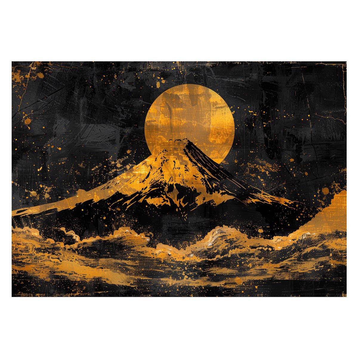 和風　金の富士 金運 ゴールド 山 富士山 ふじさん 横ポスター ご利益 運気 グッズ アイテム 開 ...