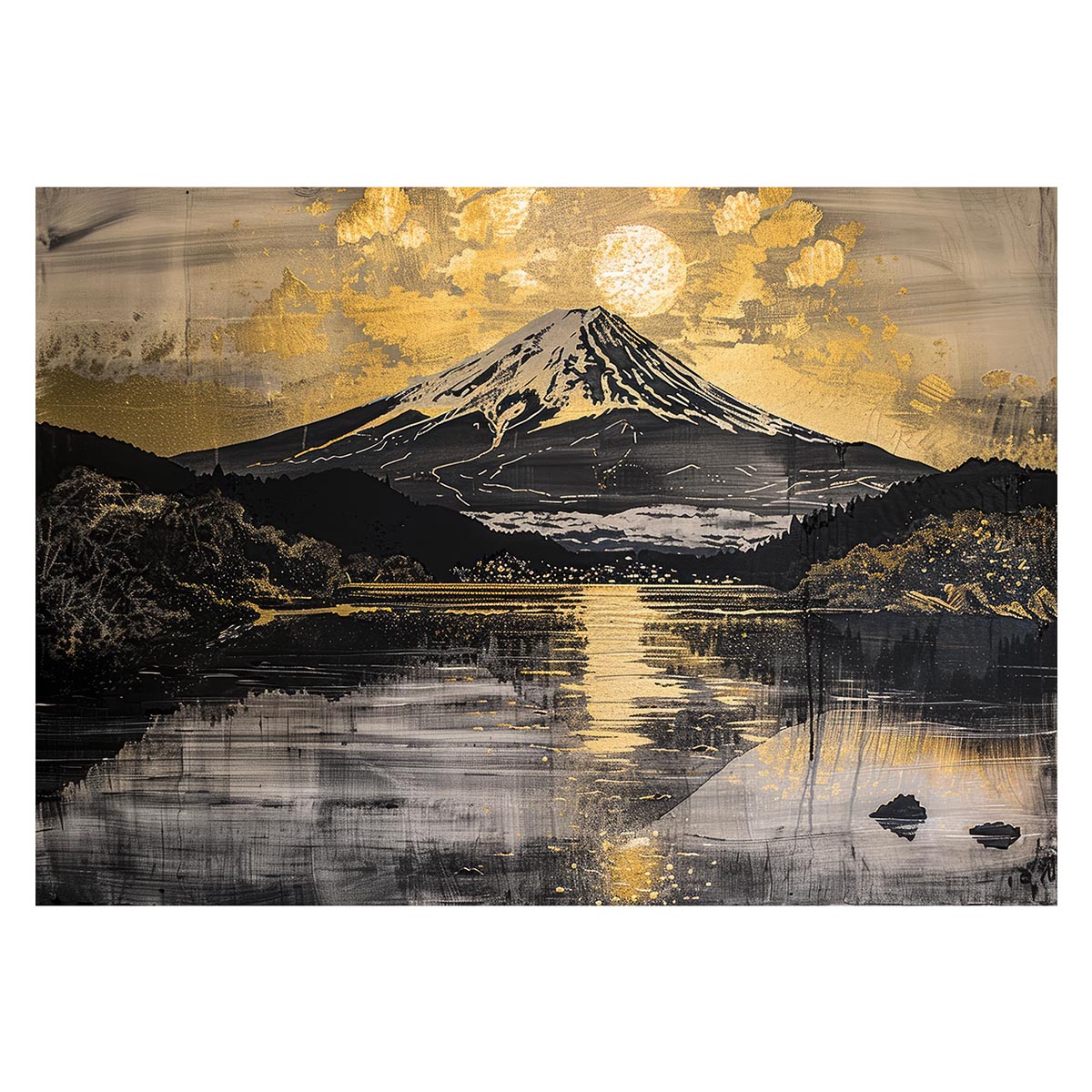 和風　金の富士 金運 ゴールド 山 富士山 ふじさん 横ポスター ご利益 運気 グッズ アイテム 開 ...