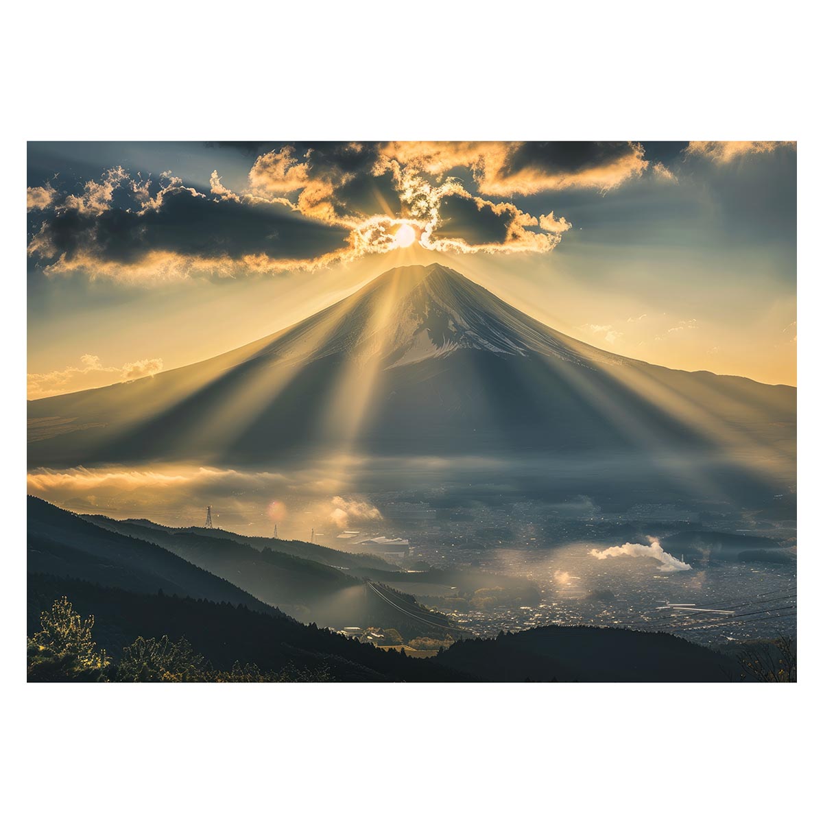 和風　金の富士 金運 ゴールド 山 富士山 ふじさん 横ポスター ご利益 運気 グッズ アイテム 開運 用紙とサイズが選べる インテリア プリントポスター フォト オシャレ レトロ a0 a1 a2 a3 a4 b0 b1 b2 b3 b4 特大 大きい【lh-poster-4073】