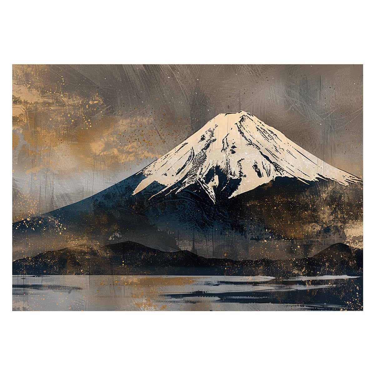和風　金の富士 金運 ゴールド 山 富士山 ふじさん 横ポスター ご利益 運気 グッズ アイテム 開運 用紙とサイズが選べる インテリア プリントポスター フォト オシャレ レトロ a0 a1 a2 a3 a4 b0 b1 b2 b3 b4 特大 大きい【lh-poster-4074】(3.0)