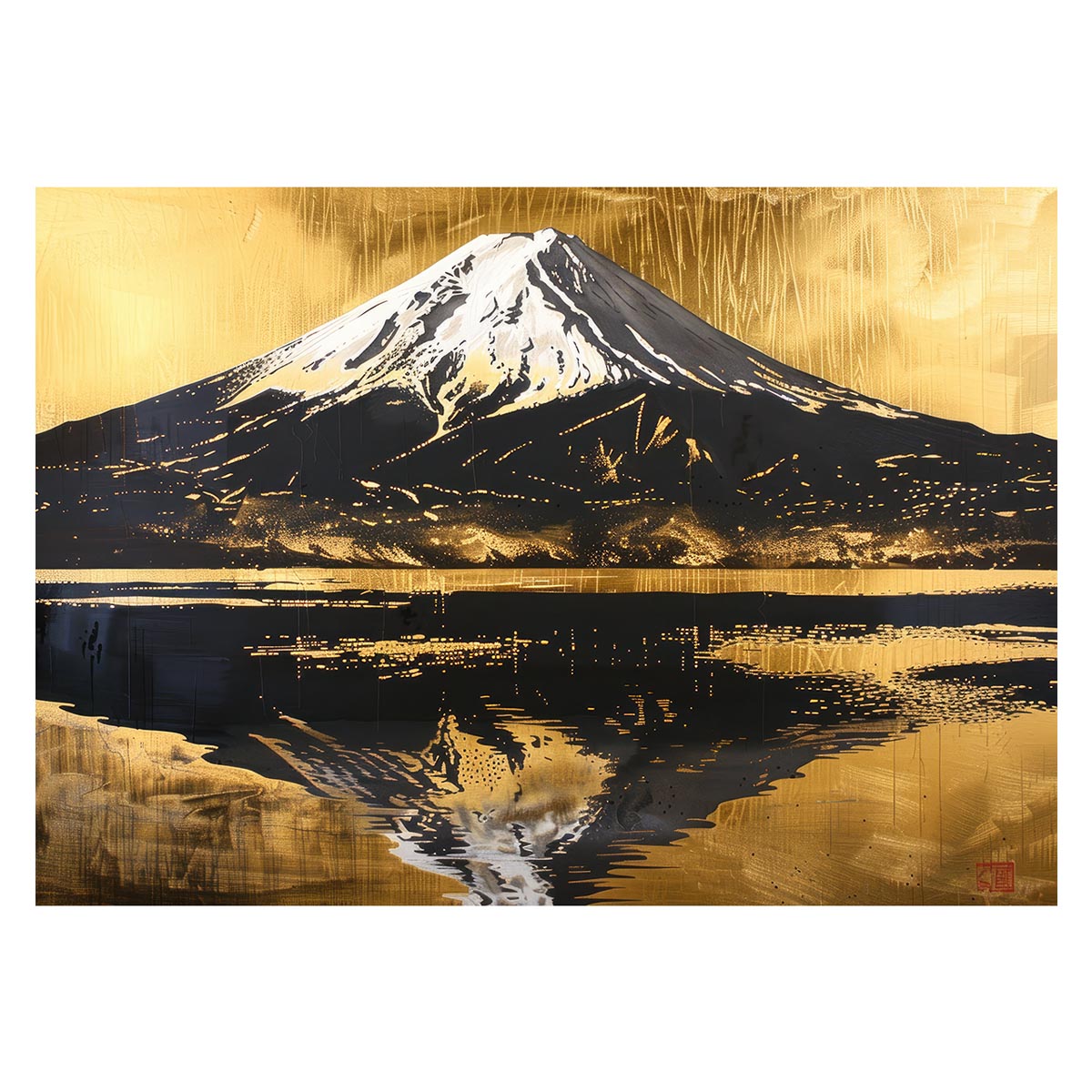 和風　金の富士 金運 ゴールド 山 富士山 ふじさん 横ポスター ご利益 運気 グッズ アイテム 開運 用紙とサイズが選べる インテリア プリントポスター フォト オシャレ レトロ a0 a1 a2 a3 a4 b0 b1 b2 b3 b4 特大 大きい【lh-poster-4081】