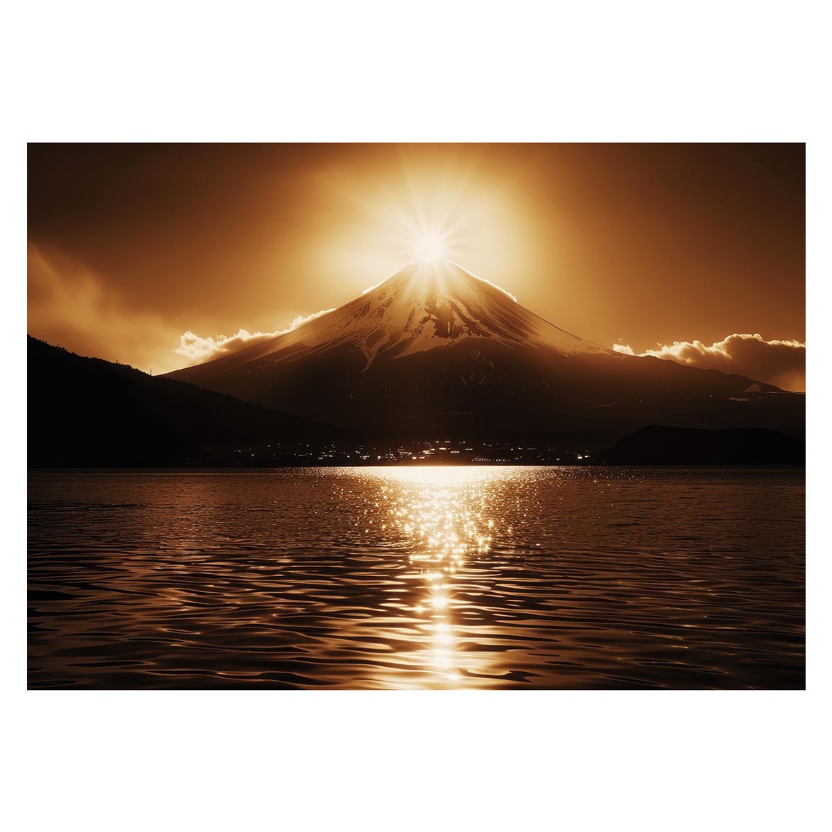 和風　金の富士 金運 ゴールド 山 富士山 ふじさん 横ポスター ご利益 運気 グッズ アイテム 開運 用紙とサイズが選べる インテリア プリントポスター フォト オシャレ レトロ a0 a1 a2 a3 a4 b0 b1 b2 b3 b4 特大 大きい【lh-poster-4087】