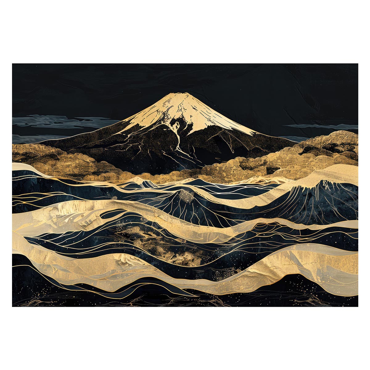 Rakuten - 和風　金の富士 金運 ゴールド 山 富士山 ふじさん 横ポスター ご利益 運気 グッズ アイテム 開運 用紙とサイズが選べる インテリア プリントポスター フォト オシャレ レトロ a0 a1 a2 a3 a4 b0 b1 b2 b3 b4 特大 大きい【lh-poster-4096】