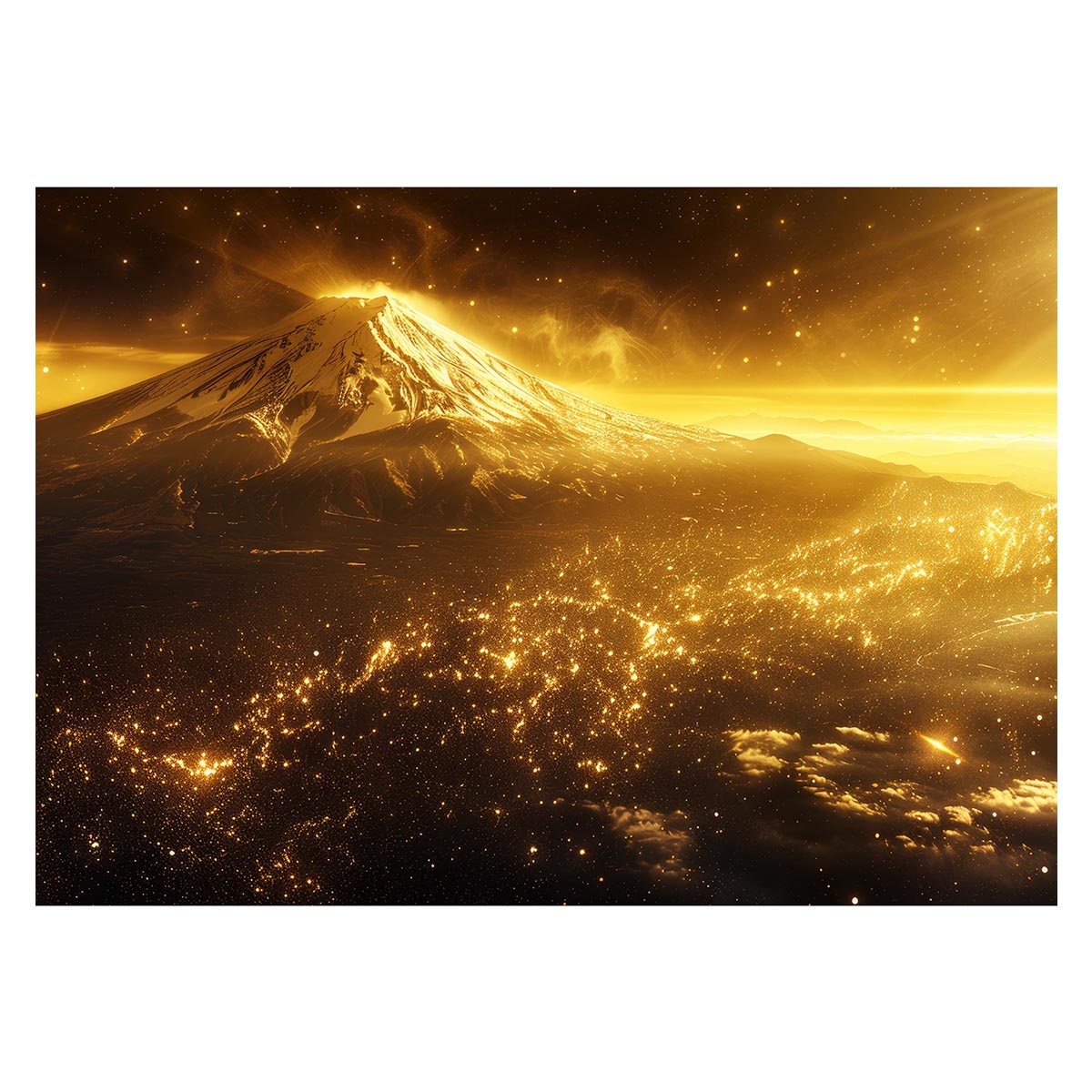 和風　金の富士 金運 ゴールド 山 富士山 ふじさん 横ポスター ご利益 運気 グッズ アイテム 開運 用紙とサイズが選べる インテリア プリントポスター フォト オシャレ レトロ a0 a1 a2 a3 a4 b0 b1 b2 b3 b4 特大 大きい【lh-poster-4097】