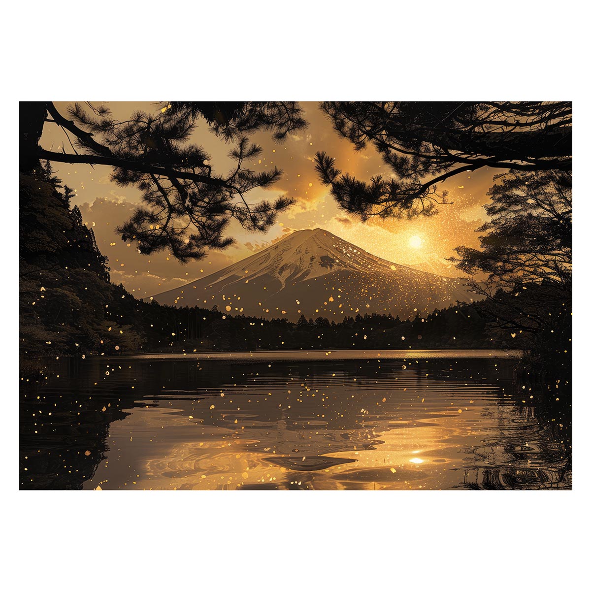 Rakuten - 和風　金の富士 金運 ゴールド 山 富士山 ふじさん 横ポスター ご利益 運気 グッズ アイテム 開運 用紙とサイズが選べる インテリア プリントポスター フォト オシャレ レトロ a0 a1 a2 a3 a4 b0 b1 b2 b3 b4 特大 大きい【lh-poster-4166】