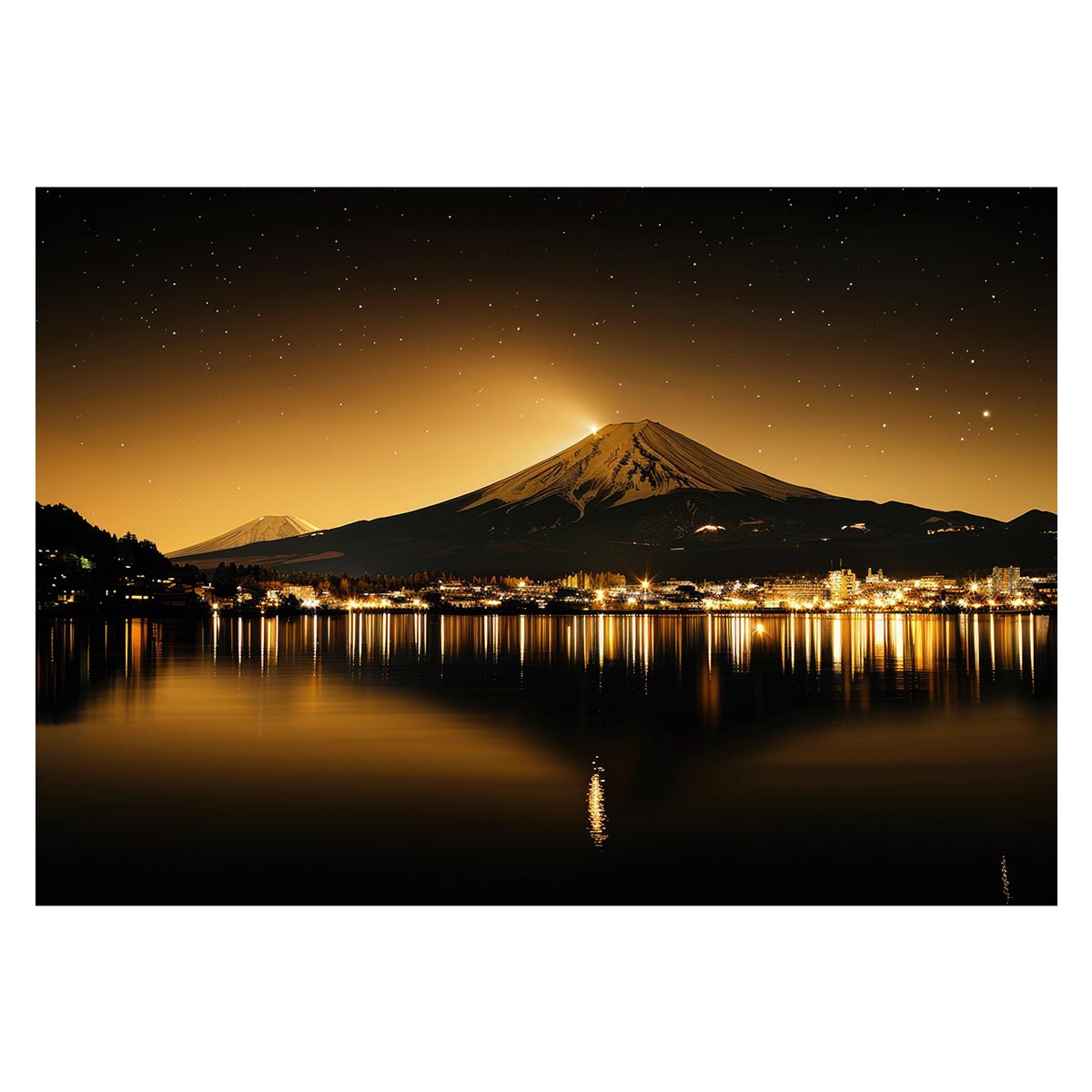 和風　金の富士 金運 ゴールド 山 富士山 ふじさん 横ポスター ご利益 運気 グッズ アイテム 開運 用紙とサイズが選べる インテリア プリントポスター フォト オシャレ レトロ a0 a1 a2 a3 a4 b0 b1 b2 b3 b4 特大 大きい【lh-poster-4219】