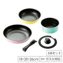 【8/1限定!!p5倍☆ワンダフルデー】 フライパンセット 着脱式ハンドル フライパン 20/26cm クックポット 18cm ガス火 IH対応 ガラス蓋