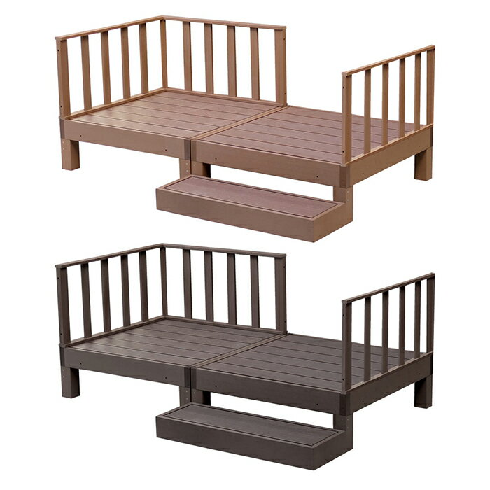 【期間限定 10%OFF!!☆楽天スーパーSALE】 ウッドデッキ 人工木 2台 0.5坪 ステップ フェンス付き 縁台 ..